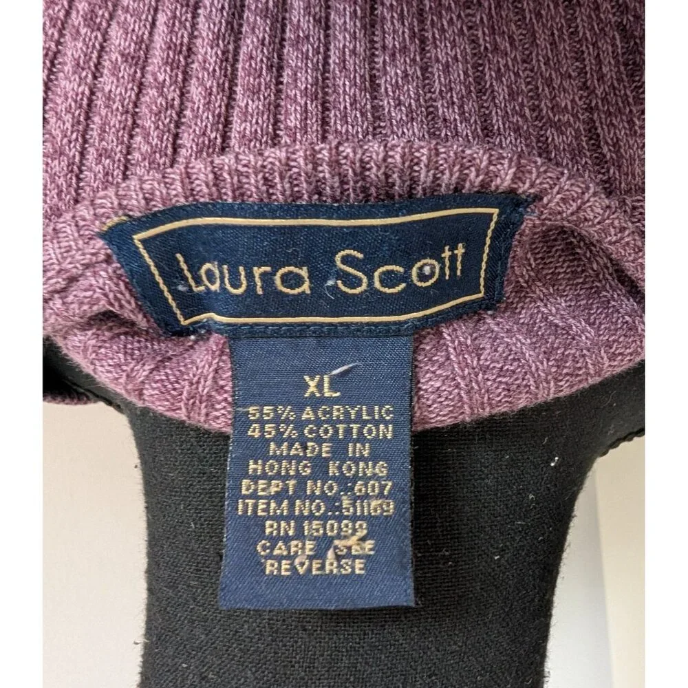 Vintage Laura Scott Women's Ribbed Knit Marled Purple Short Sleeve Sweater - XL - Picture 4 of 9